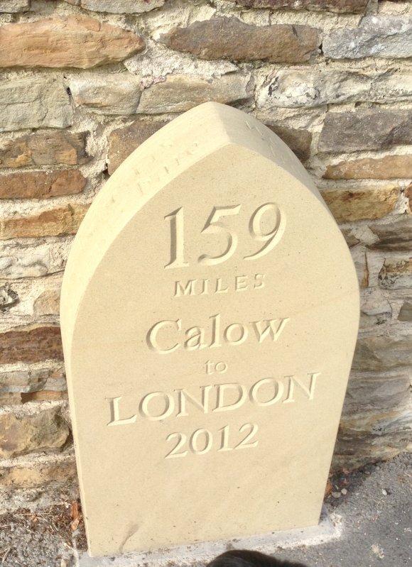 2012 - Olympic Milestone outside St. Peter's Church, Top Road